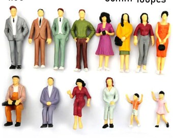 Lot De 100 Figurines Miniatures – Échelle 1:75 – 2,5 Cm – Assorties – Plastique – Pour Diorama, Train, Maison De Poupée