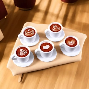 10Pcs Miniature Coffee Cups Set for Dollhouse | 1:12 Scale Drinks for Blythe BJD Dolls | Tiny Kitchen Accessories | Girl Toy craft supply