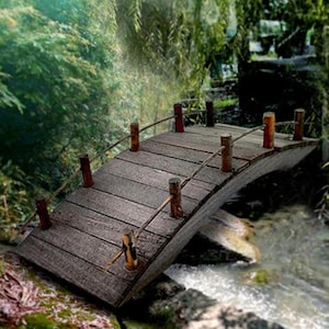 Pont Miniature En Bois – Arche Pour Jardin, Bonsaï, Maison De Poupée – Décoration Micro Paysage – 14x5x4 Cm – Artisanal