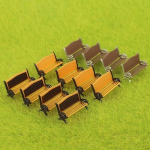Miniature Park Benches HO Scale 1:87 - Diorama Train Scenery (12 Piece Set)