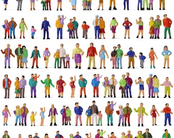 100pcs HO Scale Model People: Mini Painted Passengers for Dioramas