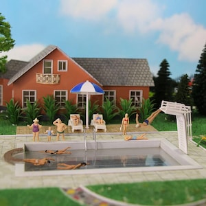 40pcs HO Scale Swimming People | 1:87 Miniature Beach Swimmers Figures | Diorama Pool Visitors | Model Railway Scenery Set