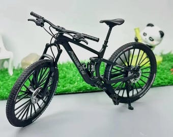 1:8 Mini Alloy Bicycle Diecast Model, Metal Mountain Finger Bike Toy with Shock Absorber, Miniature Bike Collectible.