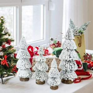 Mini árboles de Navidad de pino nevado: decoración navideña DIY 2023