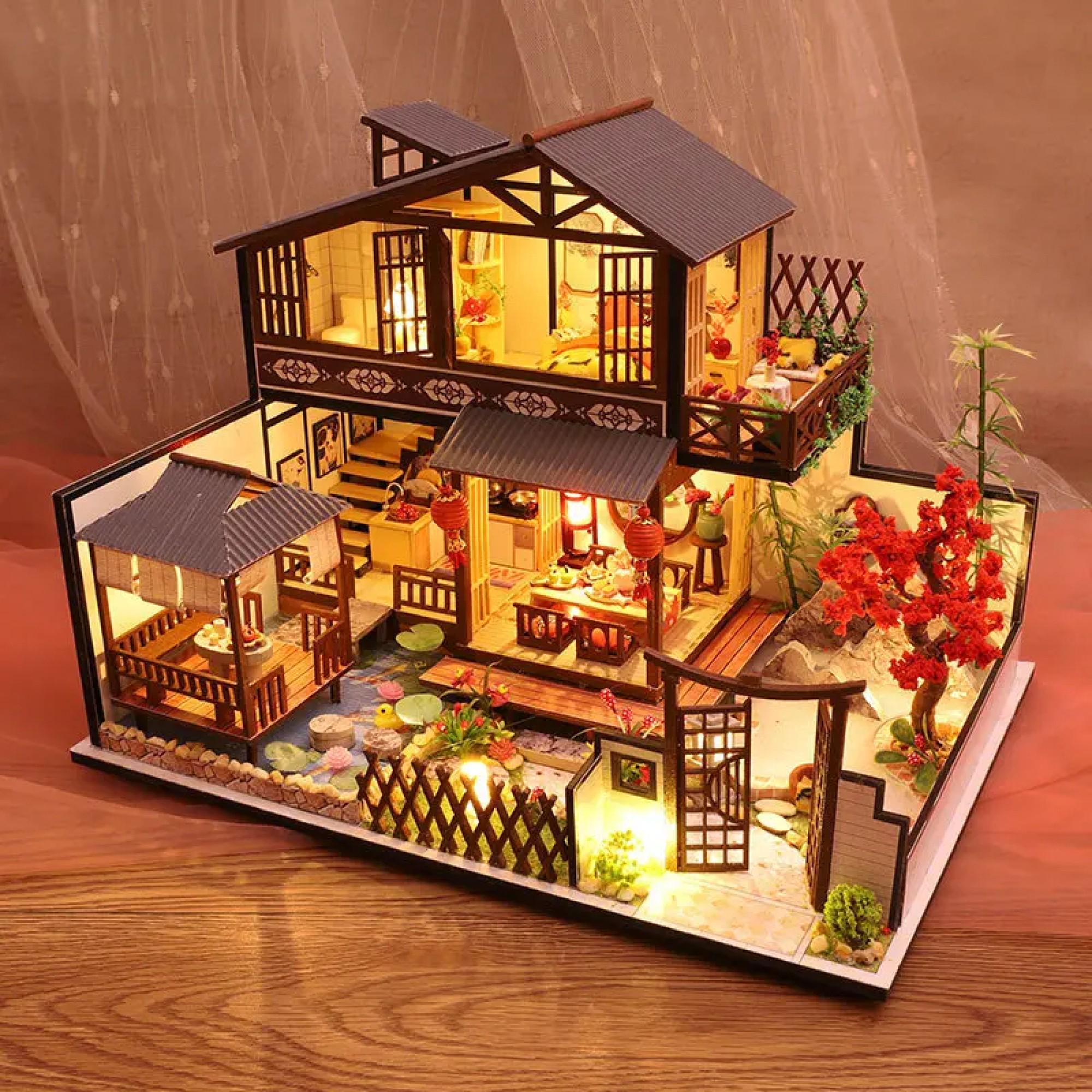 DIY日本のドールハウスキット：ミニチュア木製家具付きハウス - Etsy 日本