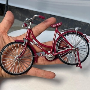 Modelo de bicicleta de aleación rosa retro: decoración de bicicleta de fundición a presión vintage