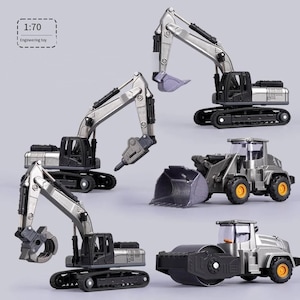 Alloy Diecast Construction Vehicle Models - Set of 5, 1:70 Scale