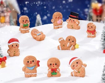 10PCS Miniature Christmas Gingerbread Man & Snowman Figurines | Dollhouse Décor, Crafts .