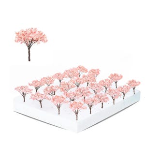 Miniature Cherry Blossom Tree Model 65mm | Diorama Scenery Trees HO Scale | Model Railway Layout | 5pcs 10pcs DIY Kit craft supplies