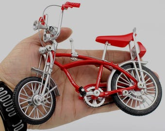 1:10 Diecast Alloy Bicycle Model, Mini Metal Mountain Bike, Finger Bike Simulation, Collectible Mini Bike Gift.