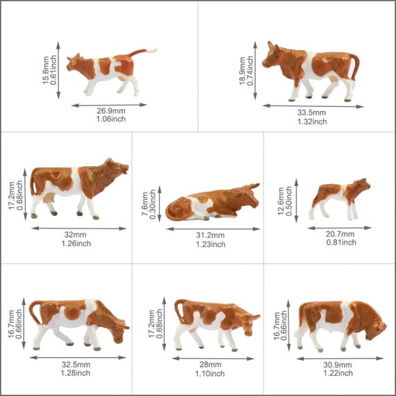 MODÈLE DE VACHES peintes à l'échelle 187 HO pour aménagement