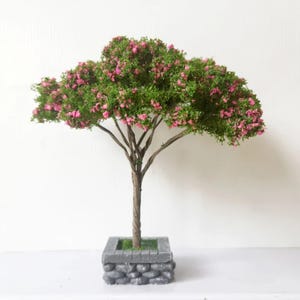 12cm Cherry Blossom Tree Model | Japan Style Sakura Miniature for Train Layout, Dollhouse, Diorama, Wargame, Scale Scenery Decor