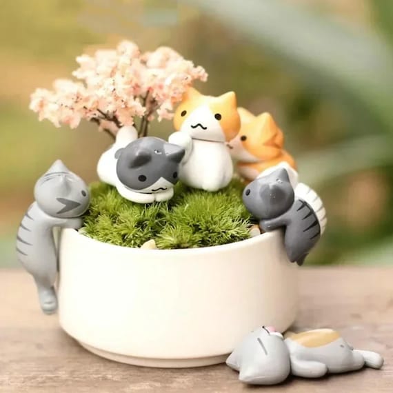 6-er Glckskatzen Miniaturen Set: Handbemalte Resin Figuren - Bonsai Garten  Decor Bastelbedarf. - Etsy sterreich