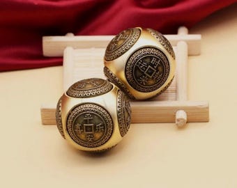 1pcs Copper Fidget Spinner Cube, Brass Stress Relief Toy, Six-Sided Decompression Cube with Coins, Desk Fidget Gift craft supply.