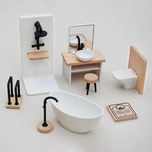 Dollhouse Bathroom Set 1:12 Scale - Miniature Furniture
