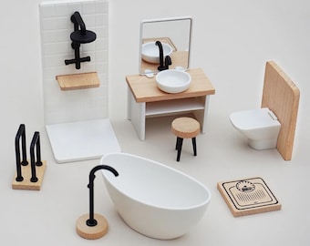 Dollhouse Bathroom Set 1:12 Scale - Miniature Furniture