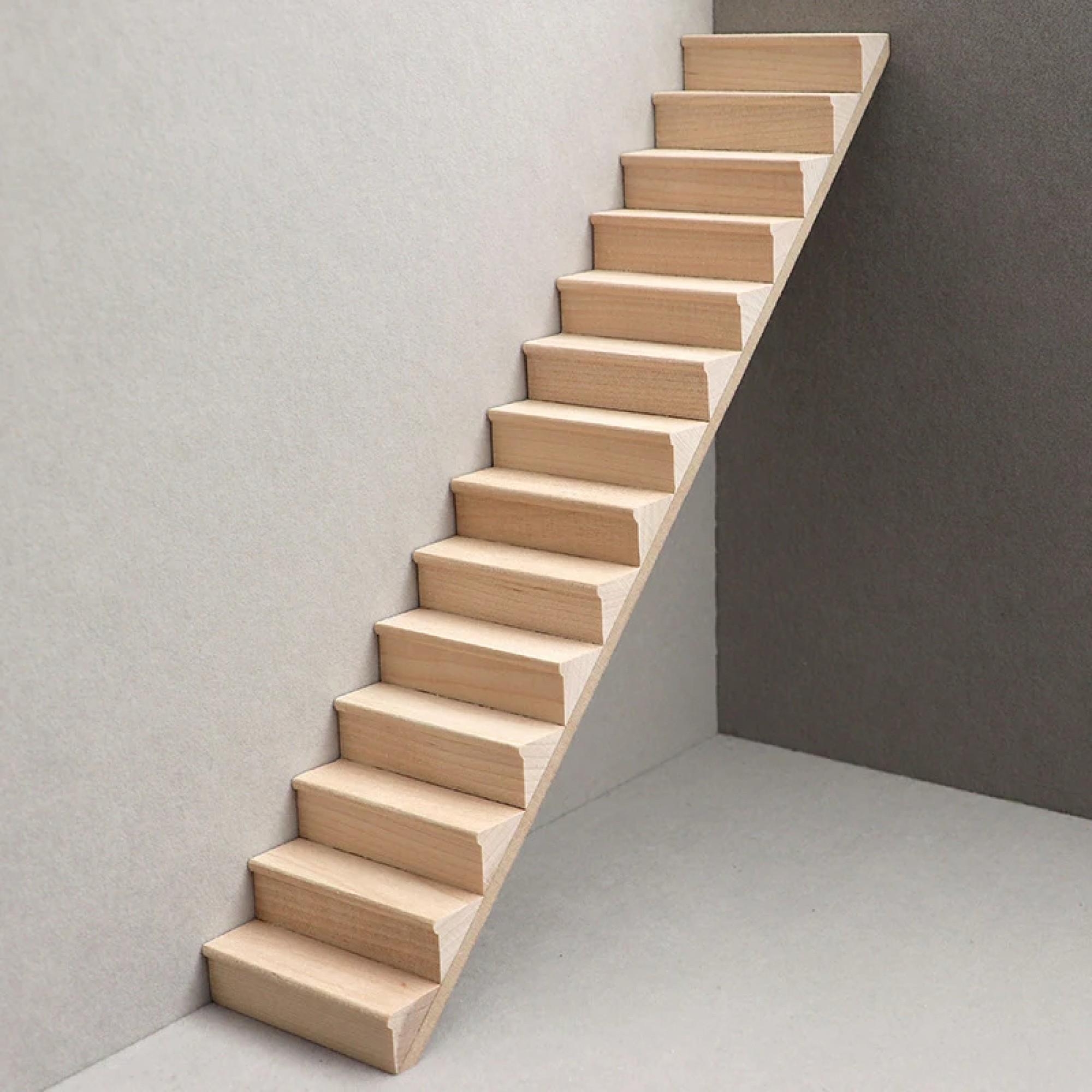 Escalier Miniature En Bois 1:12 Pour Maison De Poupée – 31x5,6x2,3 Cm – Inachevé, à Peindre Ou Teinter – Artisanal