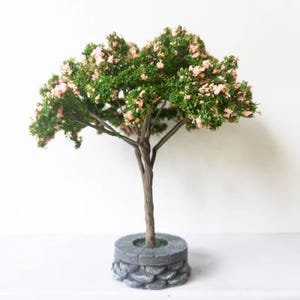 12cm Mini Cherry Blossom Tree | Japan Style Sakura Tree Model with Base for Diorama, Train Layout, Dollhouse, Scenery Craft