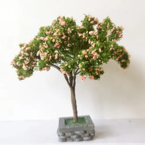12cm Cherry Blossom Tree Model | Japan Style Mini Tree for Diorama, Train Layout, Dollhouse Decor, Wargame, Scenery Craft