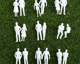 Miniature White Figures 1:100 Scale - Architecture Model People 18mm