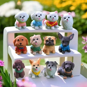 Miniatuur harspuppybeeldjes - Fairy Garden Decor - 12/14-delige set