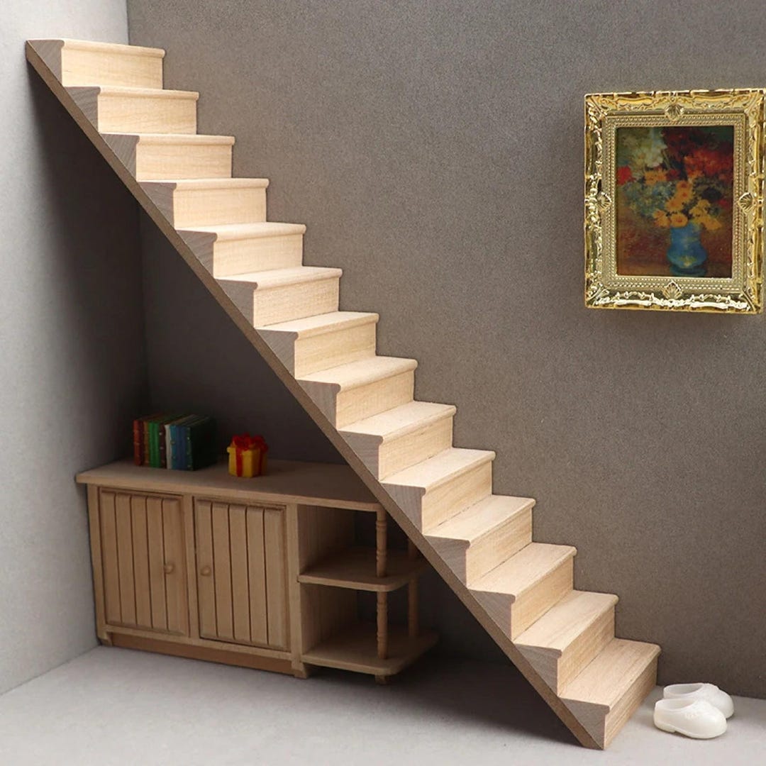 Odoria Maison de Poupée Escalier Miniature: Échelle 1/12 Escalier et Accoudoirs pour Jardin Fée - Mini Meuble Bois DIY Construire Chantier Non Peint Droite, Assemblage Nécessaire Odoria Maison de Poupée Escalier Miniature: Échelle 1/12 Escalier et Accoudoirs pour Jardin Fée - Mini Meuble Bois DIY Construire Chantier Non Peint Droite, Assemblage Nécessaire