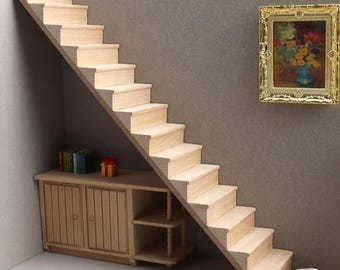 Miniature Staircase 1:12 Scale – Dollhouse DIY Decor Accessory
