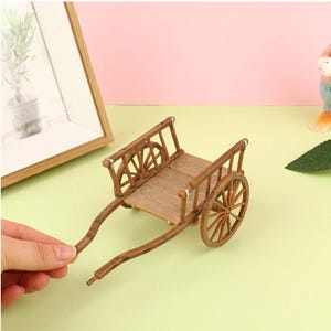 Miniature Dollhouse Cart DIY Kit – Assembled Garden Wagon Model – Toy Furniture Decor for 1:12 Scale Dollhouse & Diorama Scenes supply craft