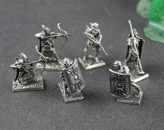 Metal Copper Roman Legionnaire Archer Figurine, Shield Soldier Miniature, Decor Collectible Gift craft supply.