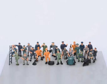 27pcs 1:87 HO Scale Railway Worker Figures – Miniature People for Model Train Layouts, Dioramas, Scenery, Display, DIY Projects craft supply