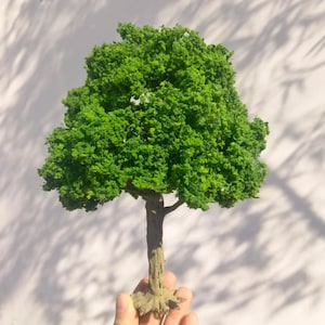 23cm Model Tree for Train Scenery, Green Wire Trunk Tree for Diorama, Railway Layout, Sand Table, Mountain Scene Decoration craft supply