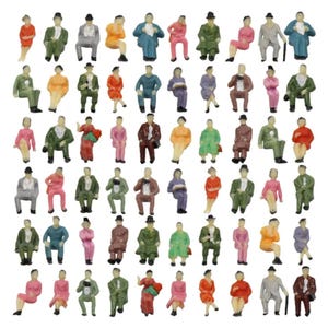 60pcs HO Scale 1:87 Seated Passenger People – 30 Poses Miniature Figures for Train Layout, Diorama, Garden, Railway Scene Decoration