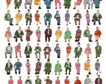 HO Scale Seated Miniature People – 60 Pcs Diorama Figures, 30 Poses