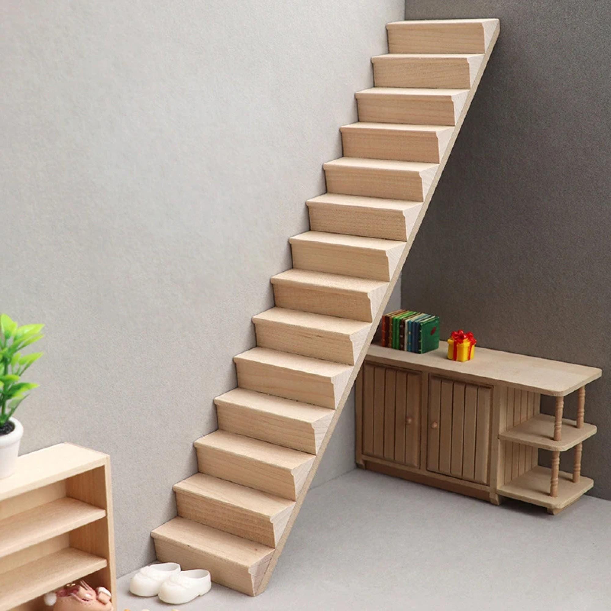 Odoria Jardinera De Escalera En Miniatura – Accesorio De Madera Escala 1:12 Para Casas De Muñecas, 5.5x5x11 Cm, Blanco