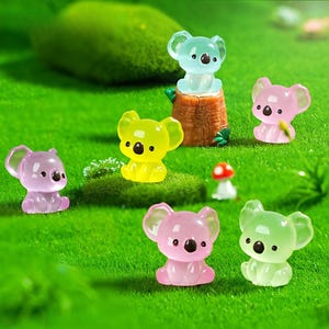 Glow in the Dark Koala Figurines: Miniature Resin Fairy Garden Decor