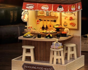 DIY Miniature Wooden Dollhouse Kit: LED Lights, Furniture & Decor