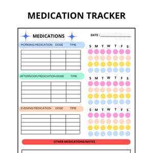 Medication Tracker | Printable Medicine Log, Pill Organizer Chart, Digital Dose Tracker, Daily Health Management Planner