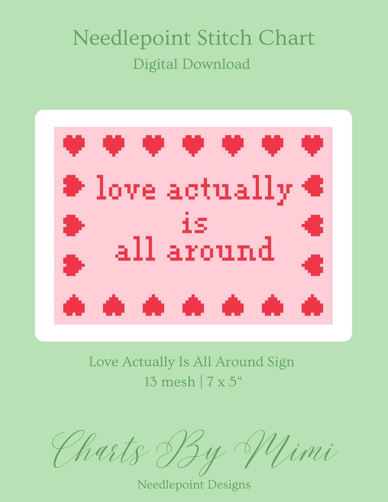 Love Actually is All Around Digital Needlepoint Chart | Digital Stitch ...