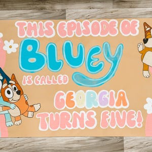 Hand-Painted Banner, Custom Event Decor, Personalized Party Banner, Wedding Backdrop, Baby Shower Sign, Custom Bluey Banner