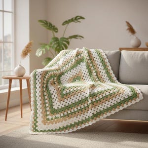 Granny Square Blanket Pattern PDF, Chunky Throw Beginner Crochet, Instant Download