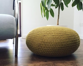 Crochet Pouf Pattern PDF, Floor Cushion Ottoman, Beginner Home Decor Instant Download