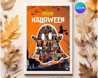 Halloween memory keepsake Halloween Memories Halloween Family Photo Frame Spooky Wall Art Photo Collage Halloween Party Canva Template