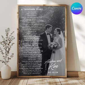 Wedding Song Lyrics with Photo Wedding song gift lyrics First Dance Favorite Song Anniversary gift Lyric poster 1st Anniversary Wall Art