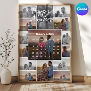 1st Anniversary Gift Collage Printable Anniversary Gift for Boyfriend Husband Custom polaroid photo gifts Custom Anniversary template Canva