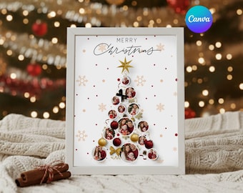 Family Christmas Tree Photo Collage Christmas Gift Christmas Card Print Christmas memories picture frame keepsake xmas gift Canva template