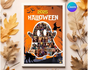 Halloween memory keepsake Halloween Memories Halloween Family Photo Frame Spooky Wall Art Photo Collage Halloween Party Canva Template