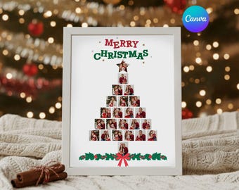 Collage fotografico con albero di Natale di famiglia, regalo di Natale, cornice per foto con ricordi di Natale, regalo di Natale con foto dell'albero di famiglia, regalo personalizzato