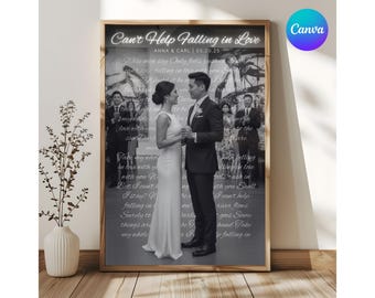 Regalo de aniversario de bodas Letras de canciones de bodas a partir de una foto Regalo de aniversario para esposa Letras de canciones personalizadas Plantilla de póster de aniversario de Canva