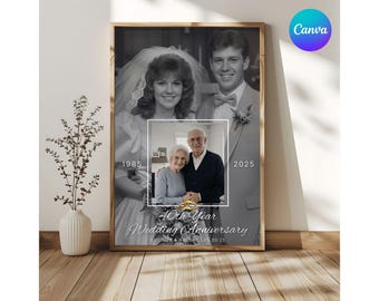 Panneau de bienvenue photo anniversaire 40e anniversaire de mariage 40 ans de mariage Cadeau imprimable Faire-part 40e anniversaire Poster de bienvenue rubis