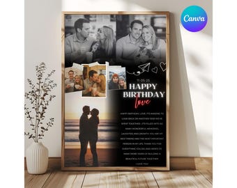 Anniversary Gift for him Birthday gift for Boyfriend Valentine gift for him her Custom Couples Photo Anniversary Print Couples gift